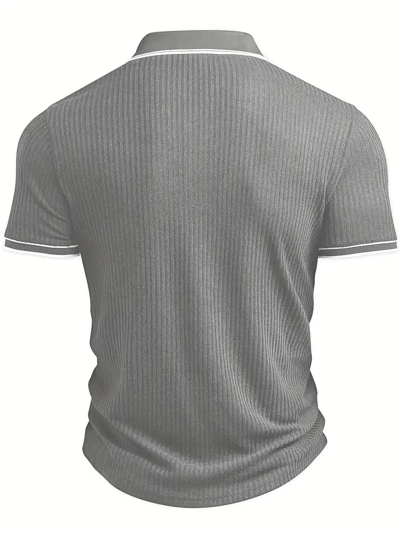 Axel | Men's Ribbed Polo Shirt Navy White Trim