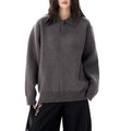 Dama Washington Faye women's oversized polo sweater gray knit - front view