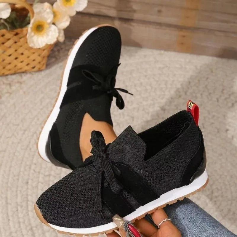 Esme | Women's Slip On Sneakers Black White Comfort Fit
