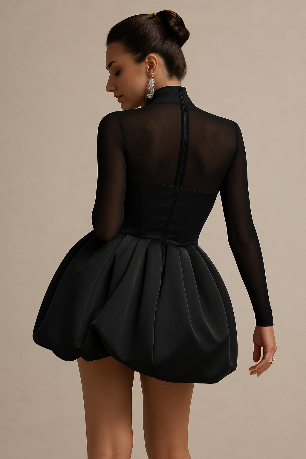 Vera | Women's Long Sleeve Fit And Flare Dress Black