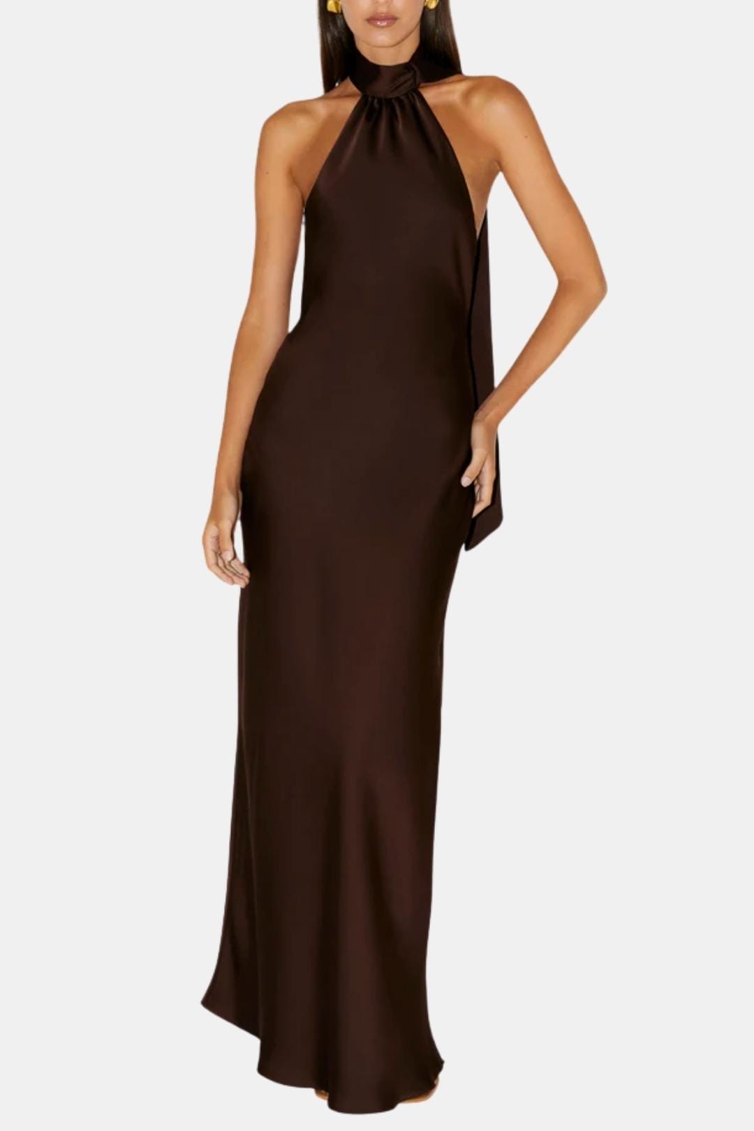 Vera | Women's Halter Maxi Dress Red Sleeveless