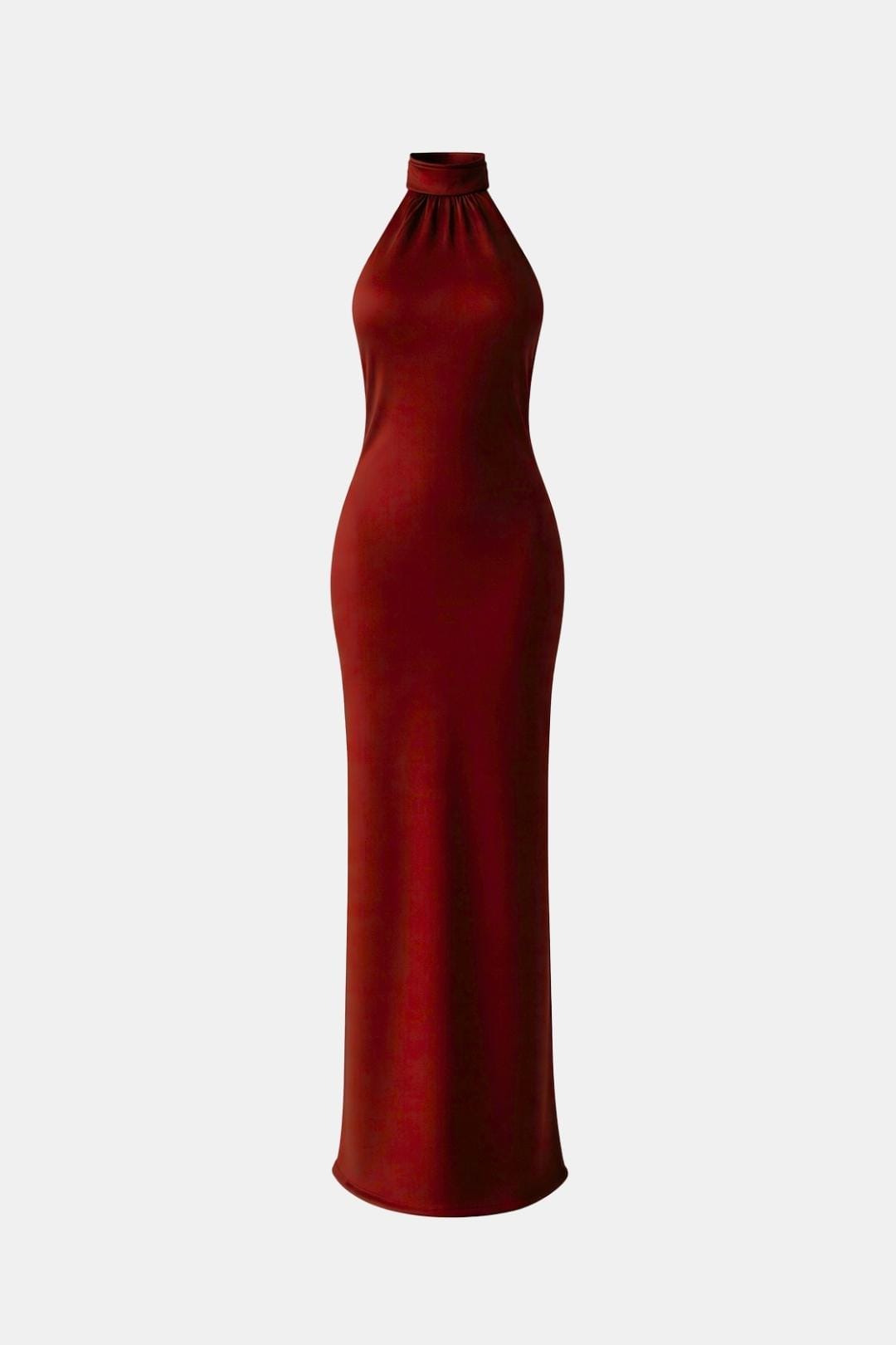 Vera | Women's Halter Maxi Dress Red Sleeveless