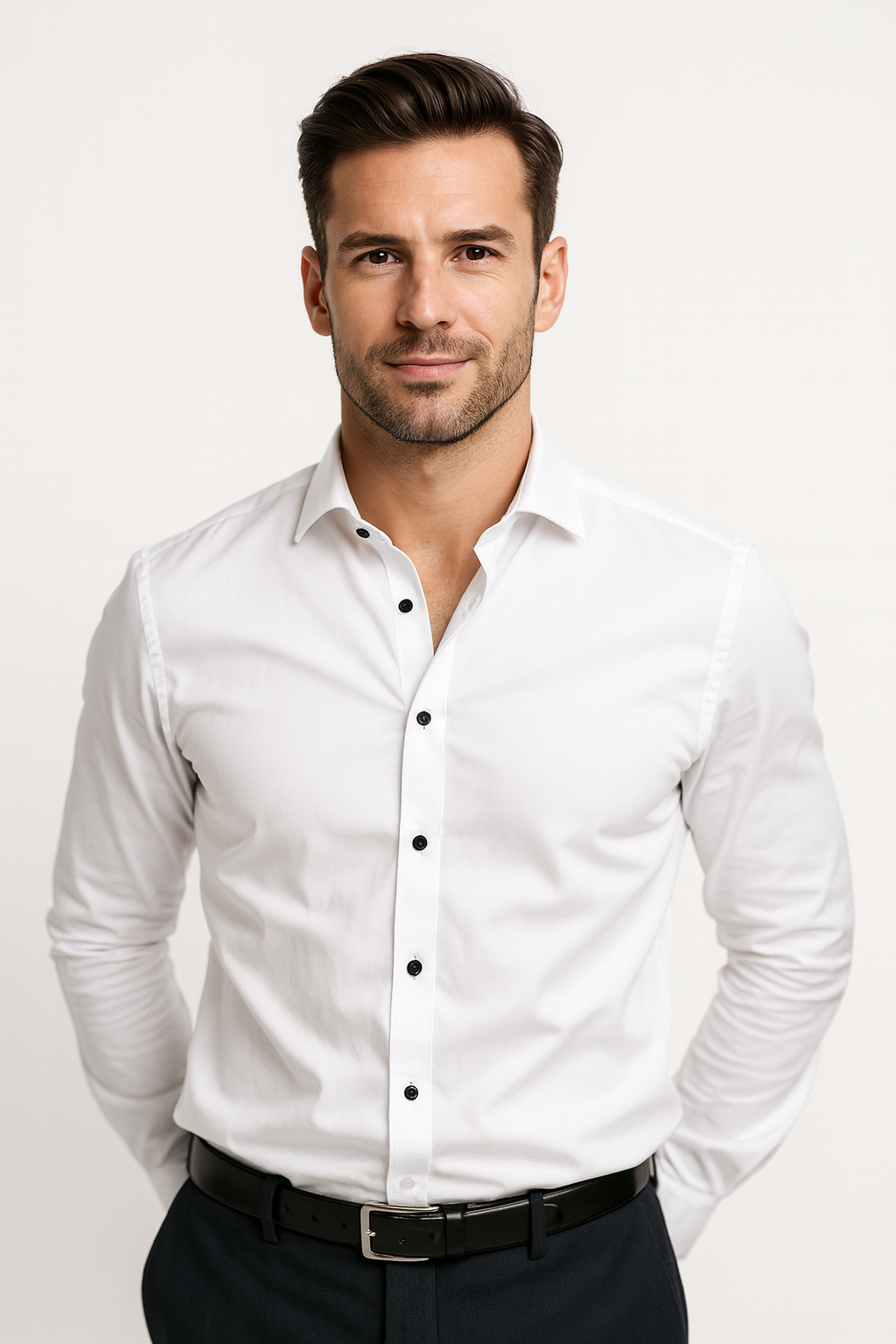 Axel | Men's Slim Fit Dress Shirt Black Long Sleeve