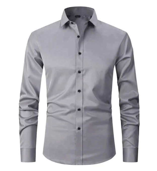 Axel | Men's Slim Fit Dress Shirt Black Long Sleeve