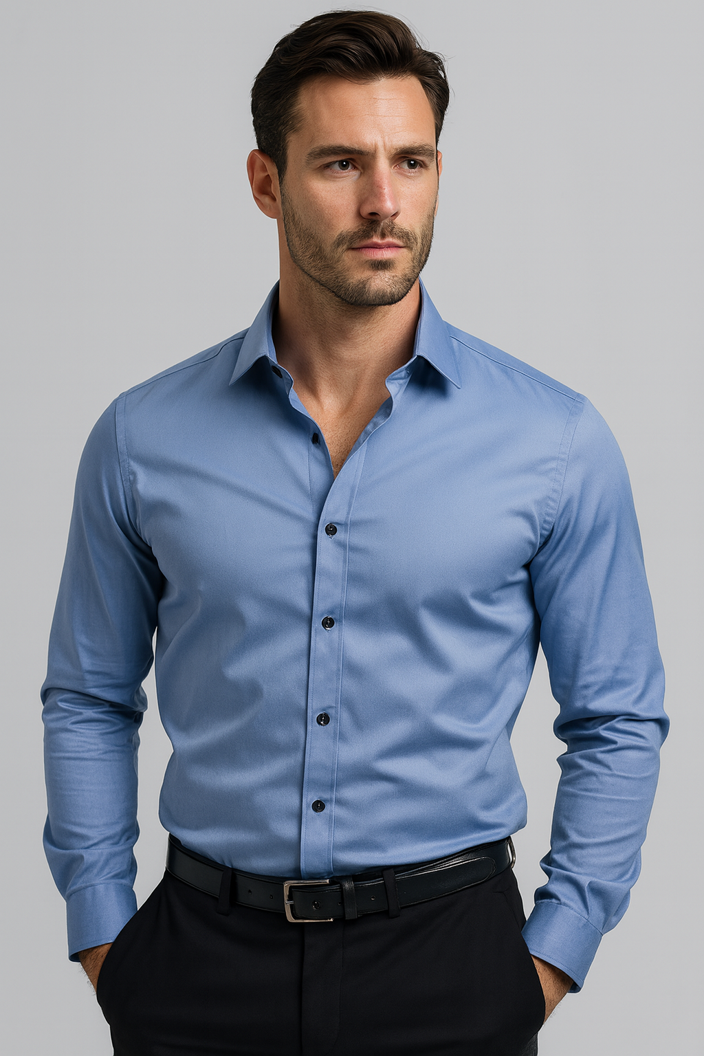 Axel | Men's Slim Fit Dress Shirt Black Long Sleeve