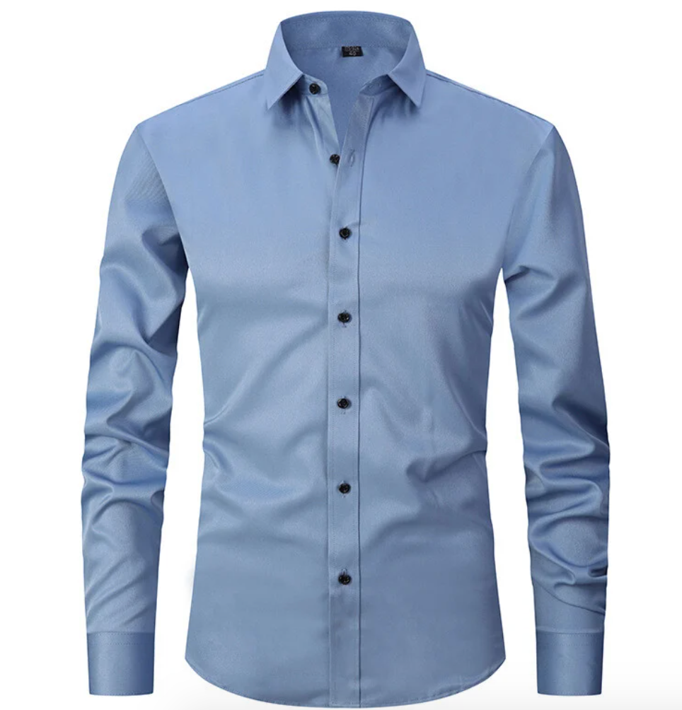 Axel | Men's Slim Fit Dress Shirt Black Long Sleeve