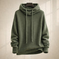 Dama Washington Ines women's oversized hoodie sweater sage green knit - front view