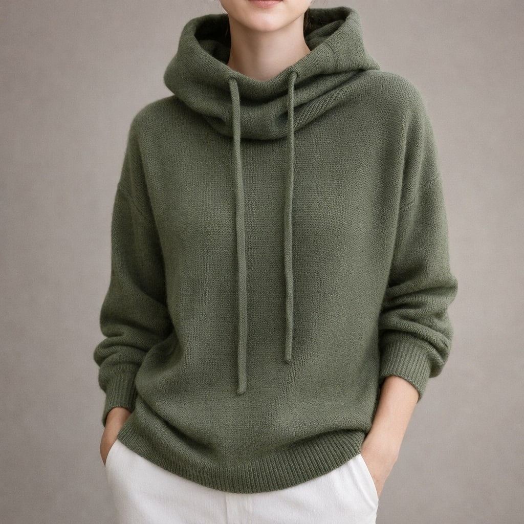 Ines | Women's Oversized Hoodie Sweater Sage Green Knit