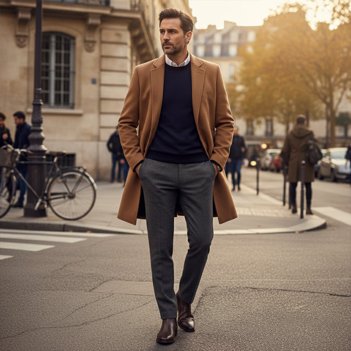 Rowan | Men's Wool Overcoat Black Long Formal Coat