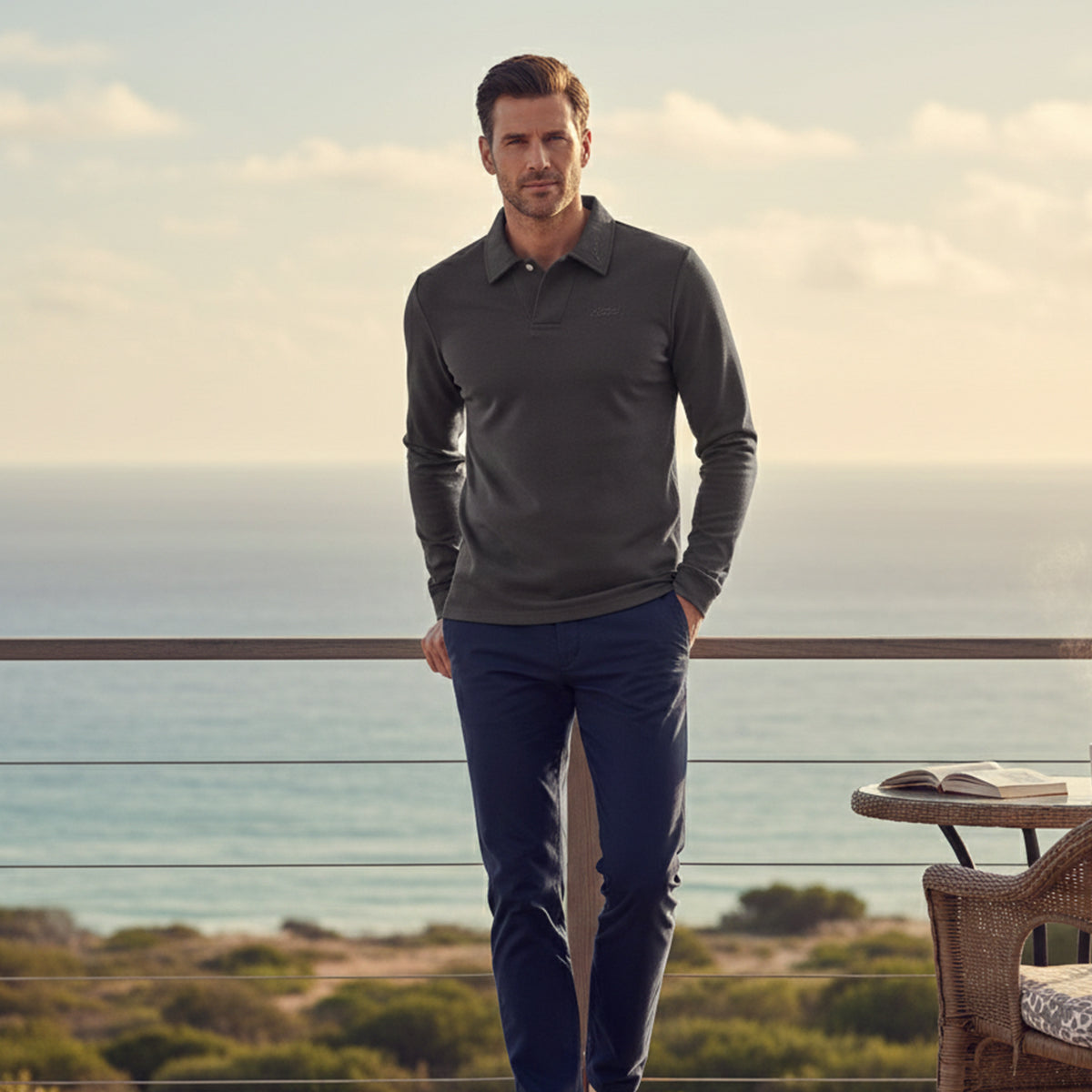 Axel | Men's Long Sleeve Polo Shirt Navy