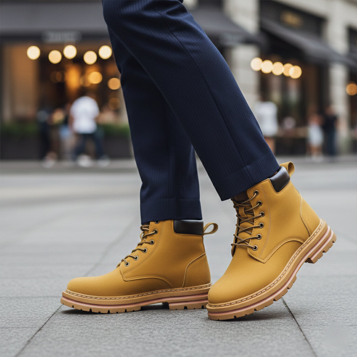 Beau | Men's Lace Up Work Boot Tan Platform Sole