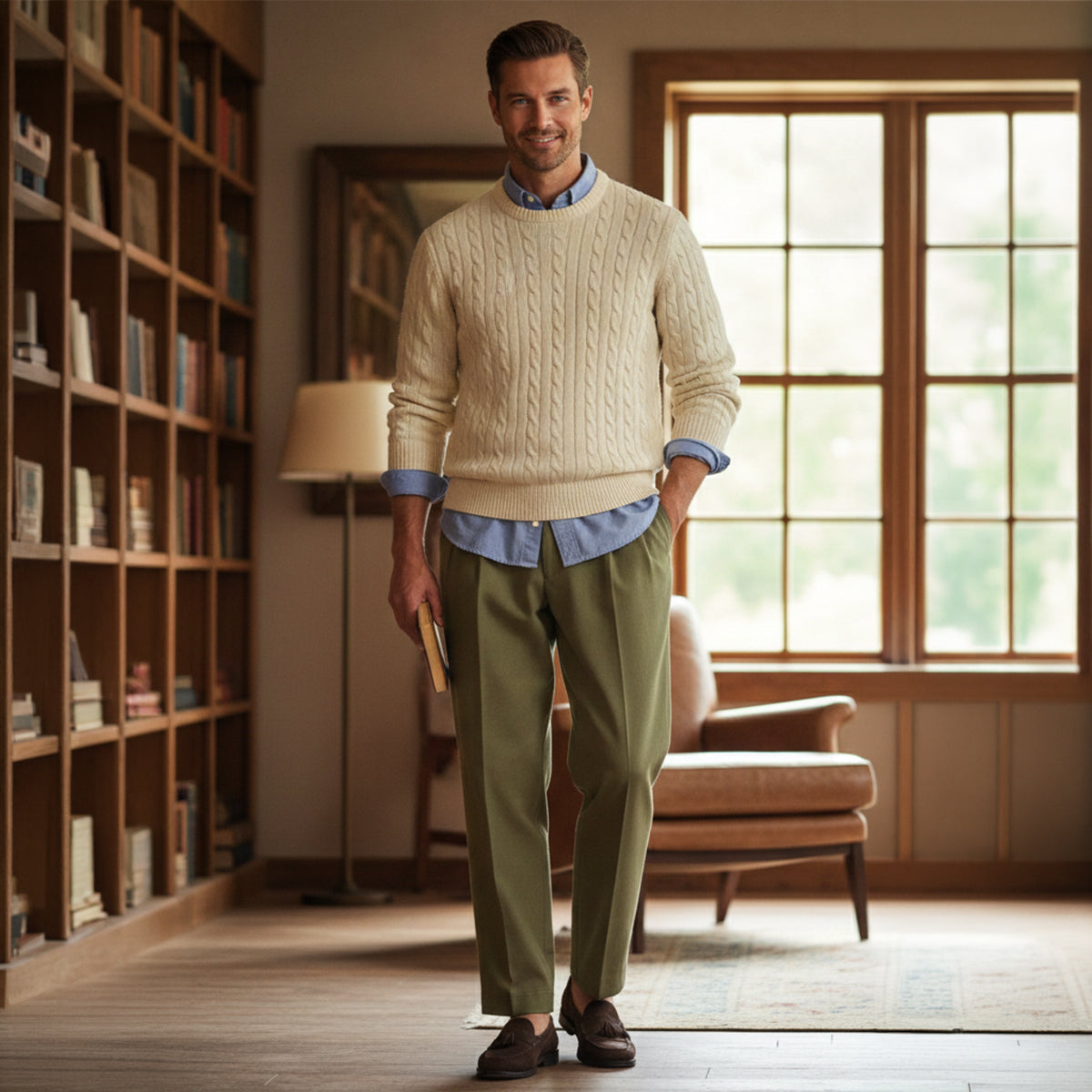 Lars | Men's Pleated Dress Pants Beige