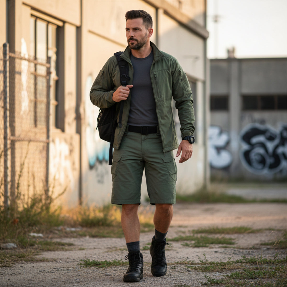 Sage | Men's Cargo Shorts Olive Khaki Utility Belt