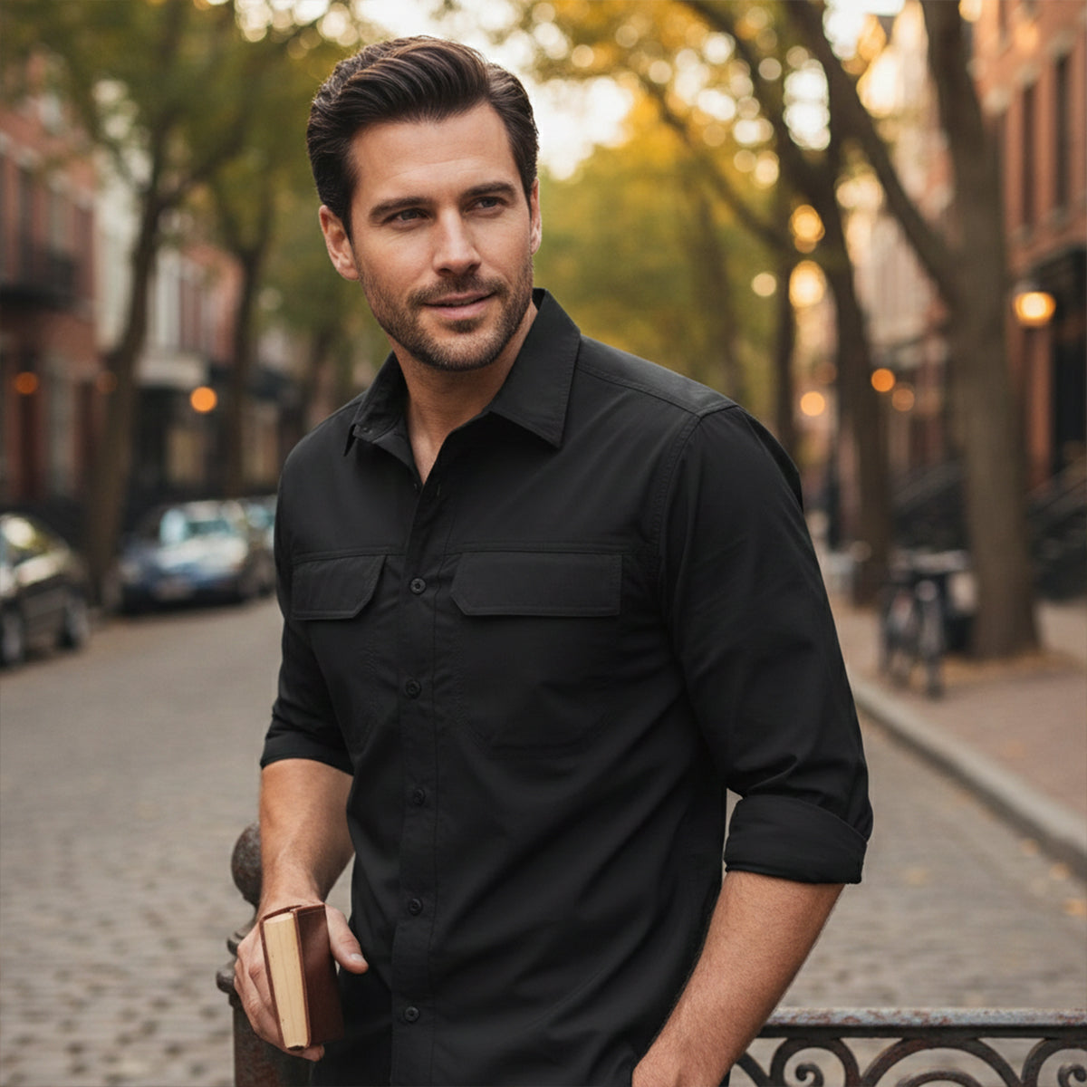 Beau | Men's Smart Casual Button Up Shirt Navy Long Sleeve