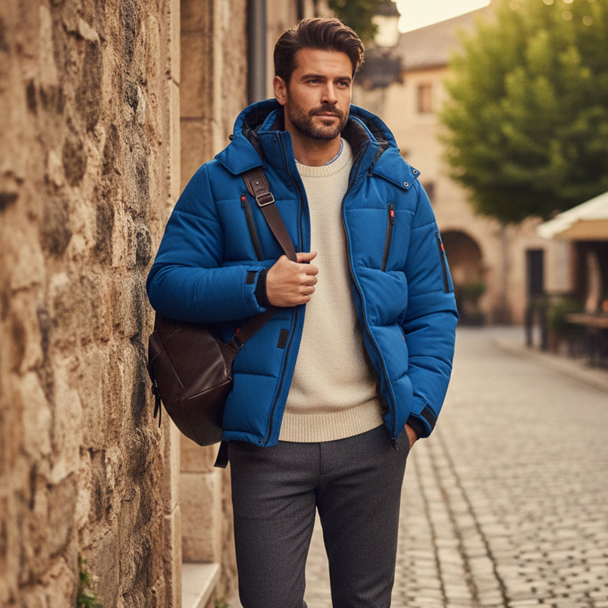 Reid | Men's Puffer Jacket Olive Hooded Winter Coat