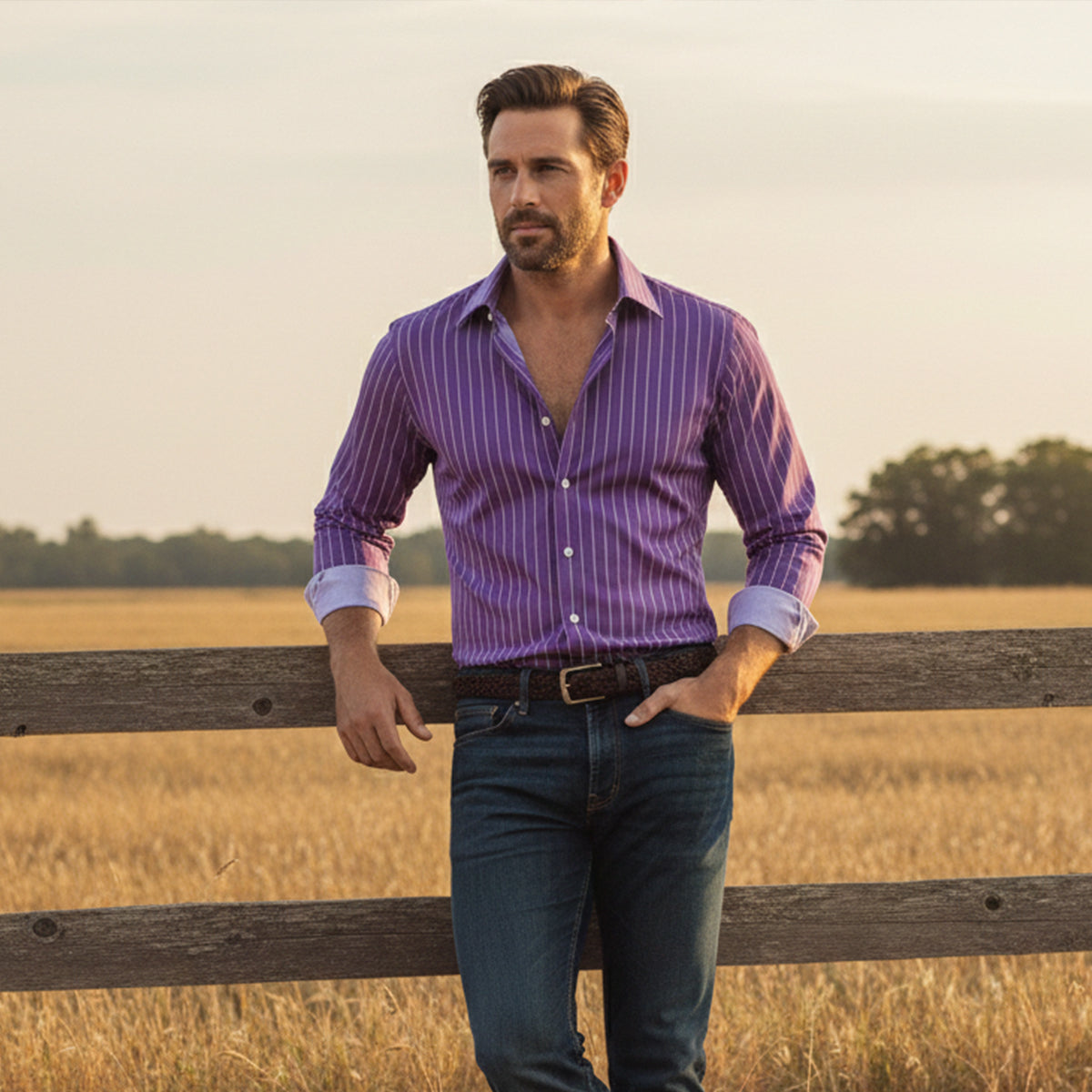 Rory | Men's Pinstripe Button Down Shirt Black Long Sleeve