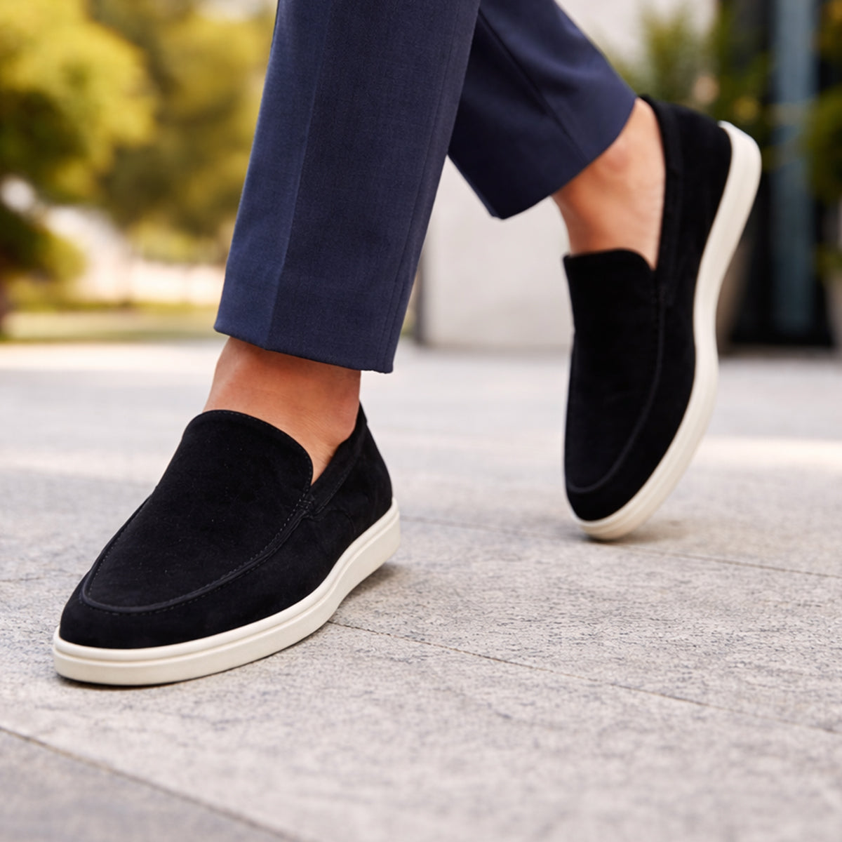 Dama Washington Hepburn casual suede loafers black - front view