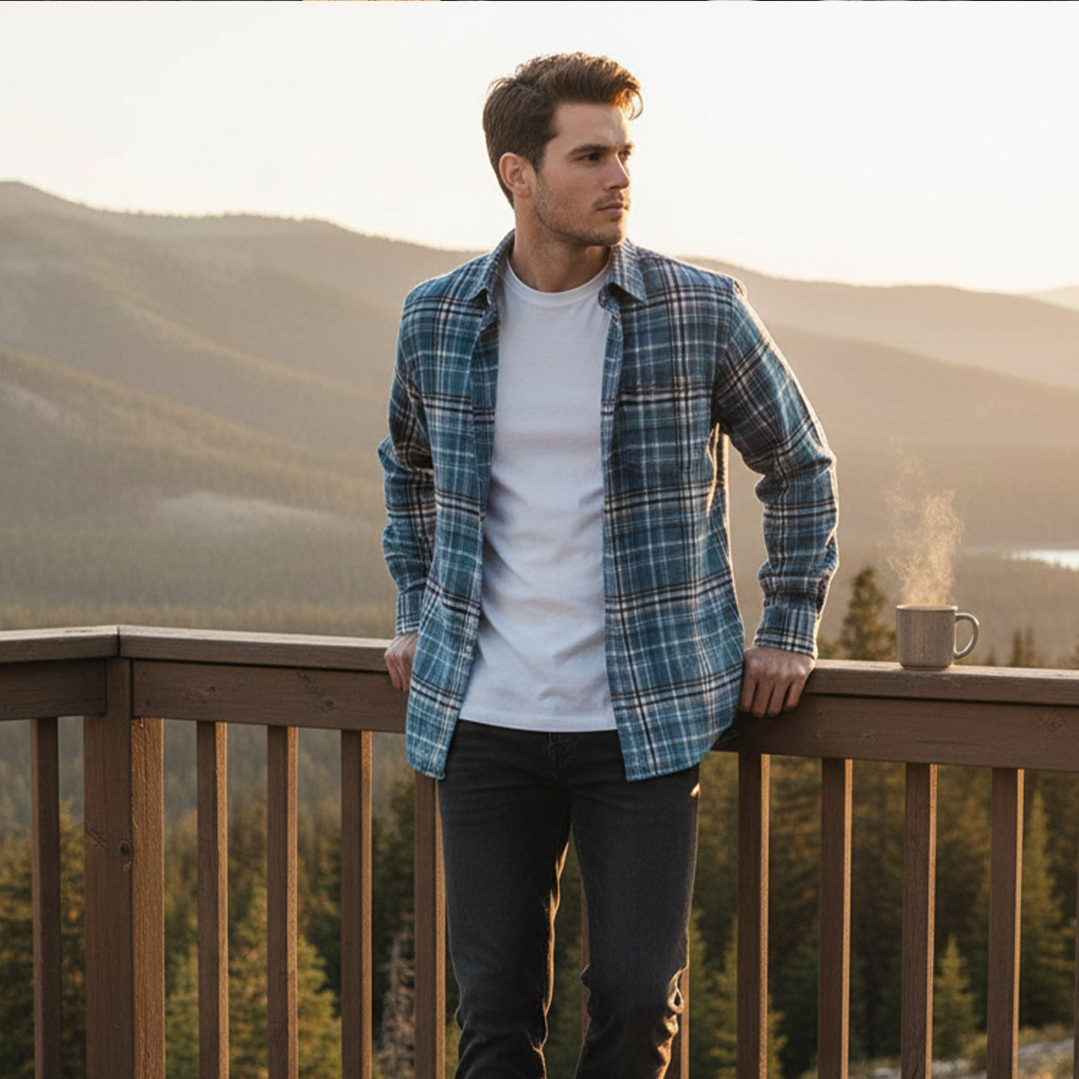Ezra | Men's Oversized Flannel Shirt Black White Plaid