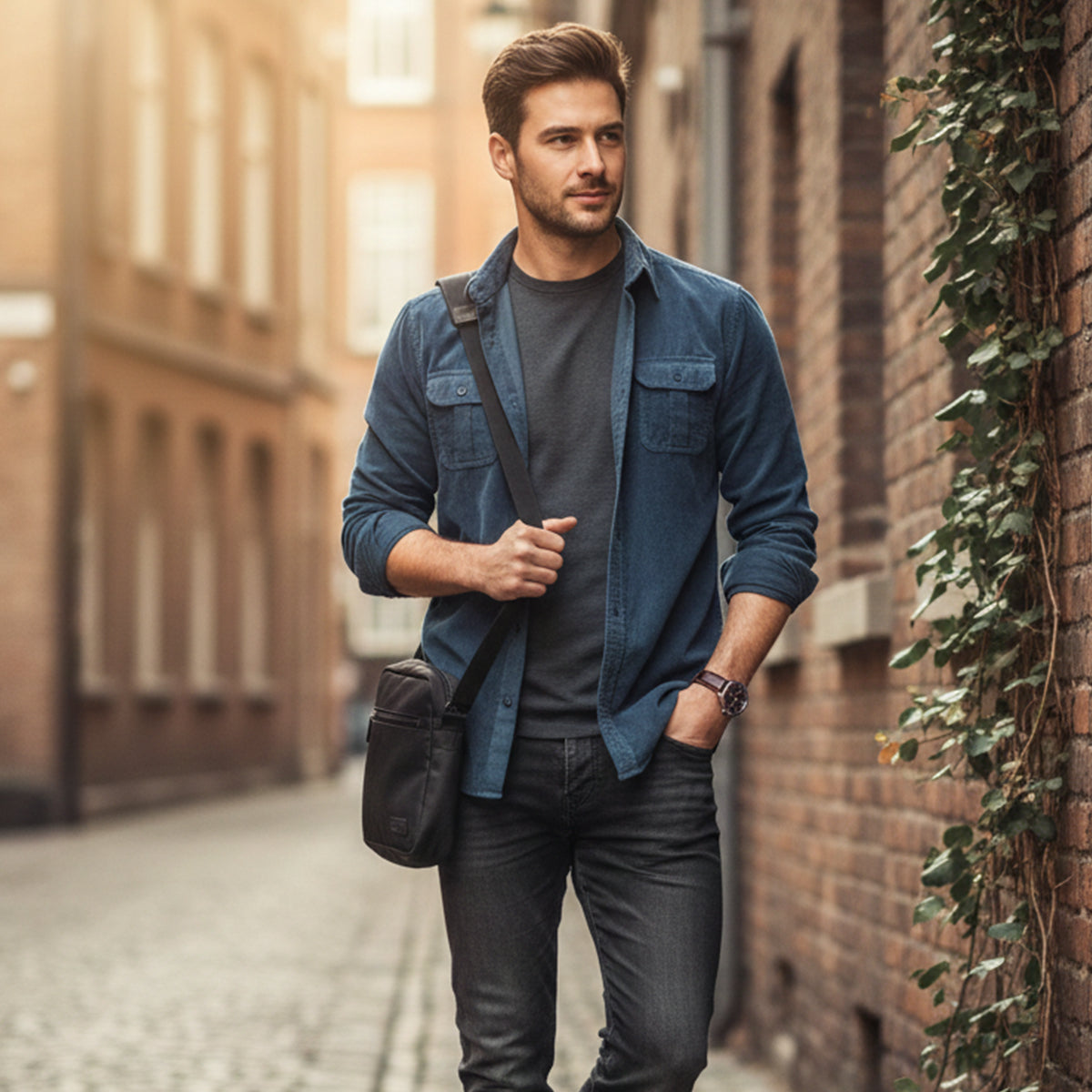 Kai | Men's Casual Corduroy Button Up Shirt Brown