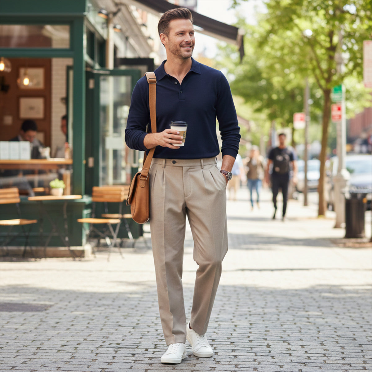 Lars | Men's Pleated Dress Pants Beige