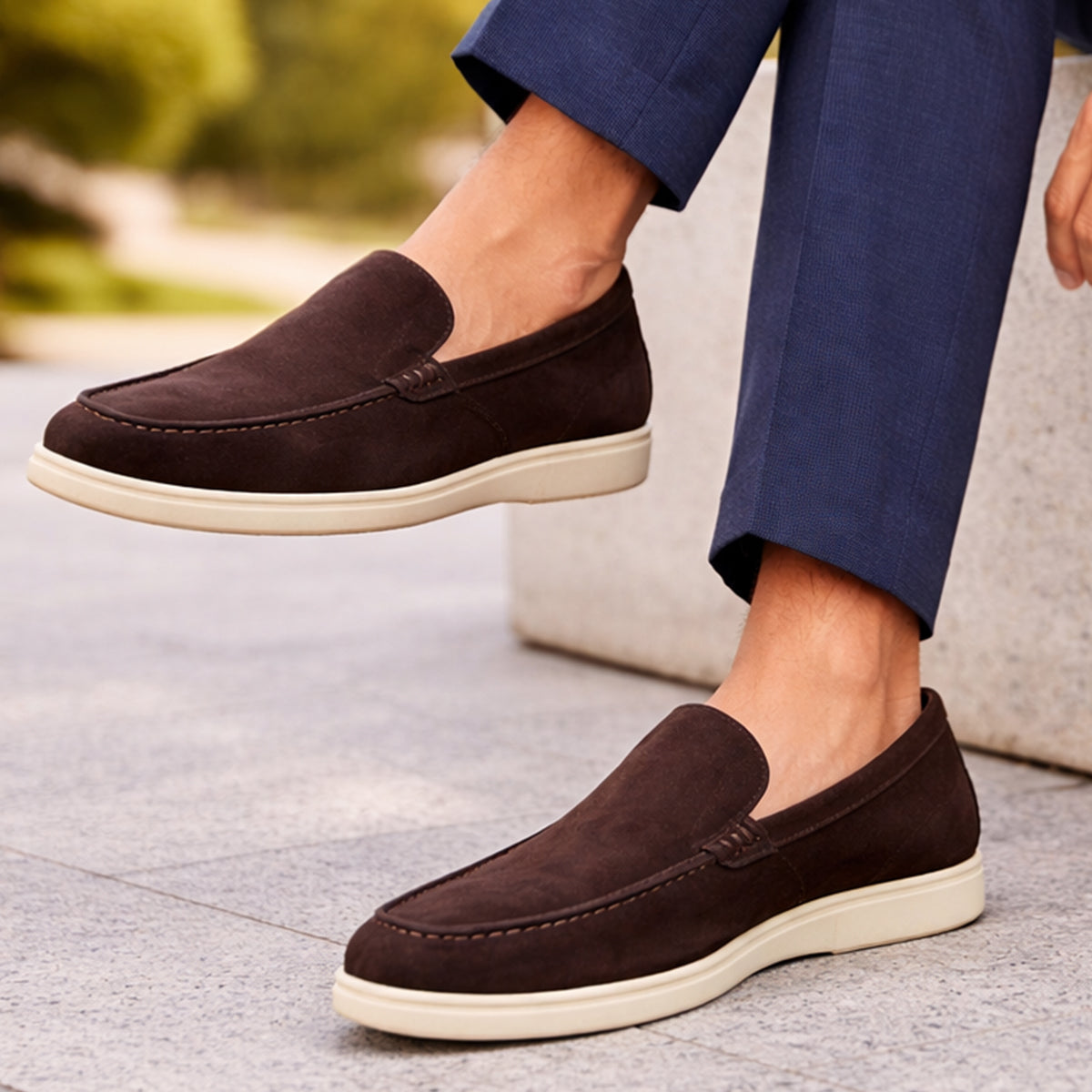 Dama Washington Hepburn casual suede loafers brown - front view