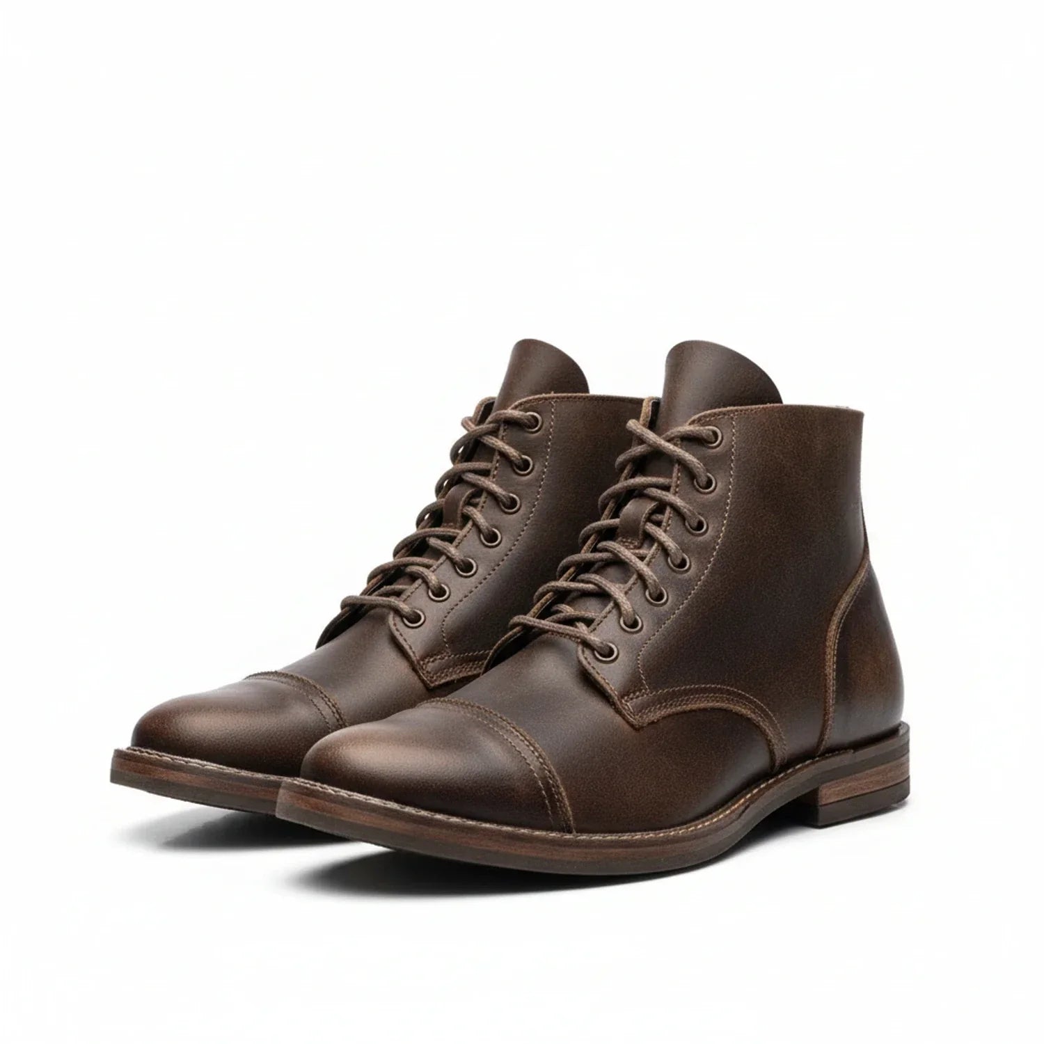 Axel | Men's Leather Lace Up Ankle Boots Brown Casual