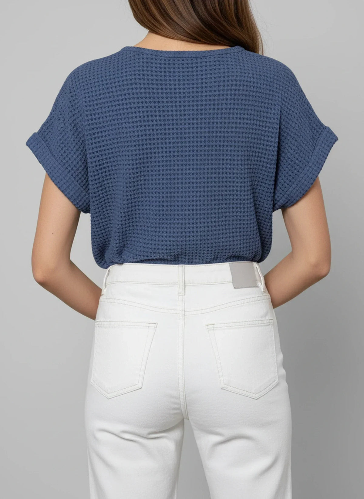 Dama Washington Aria women's crochet lace knit top light blue short sleeve - view 6