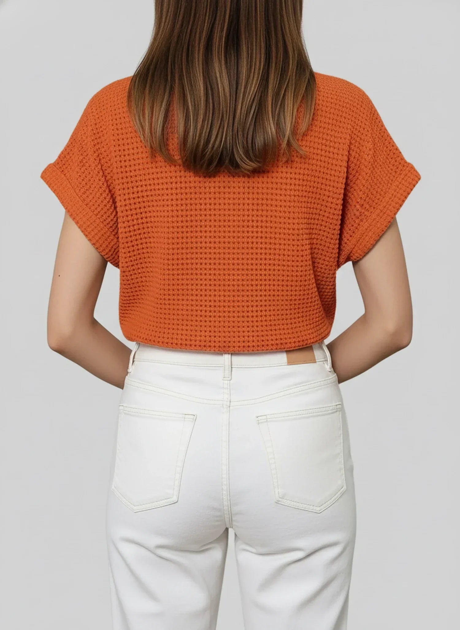 Aria | Women's Crochet Lace Knit Top Light Blue Short Sleeve