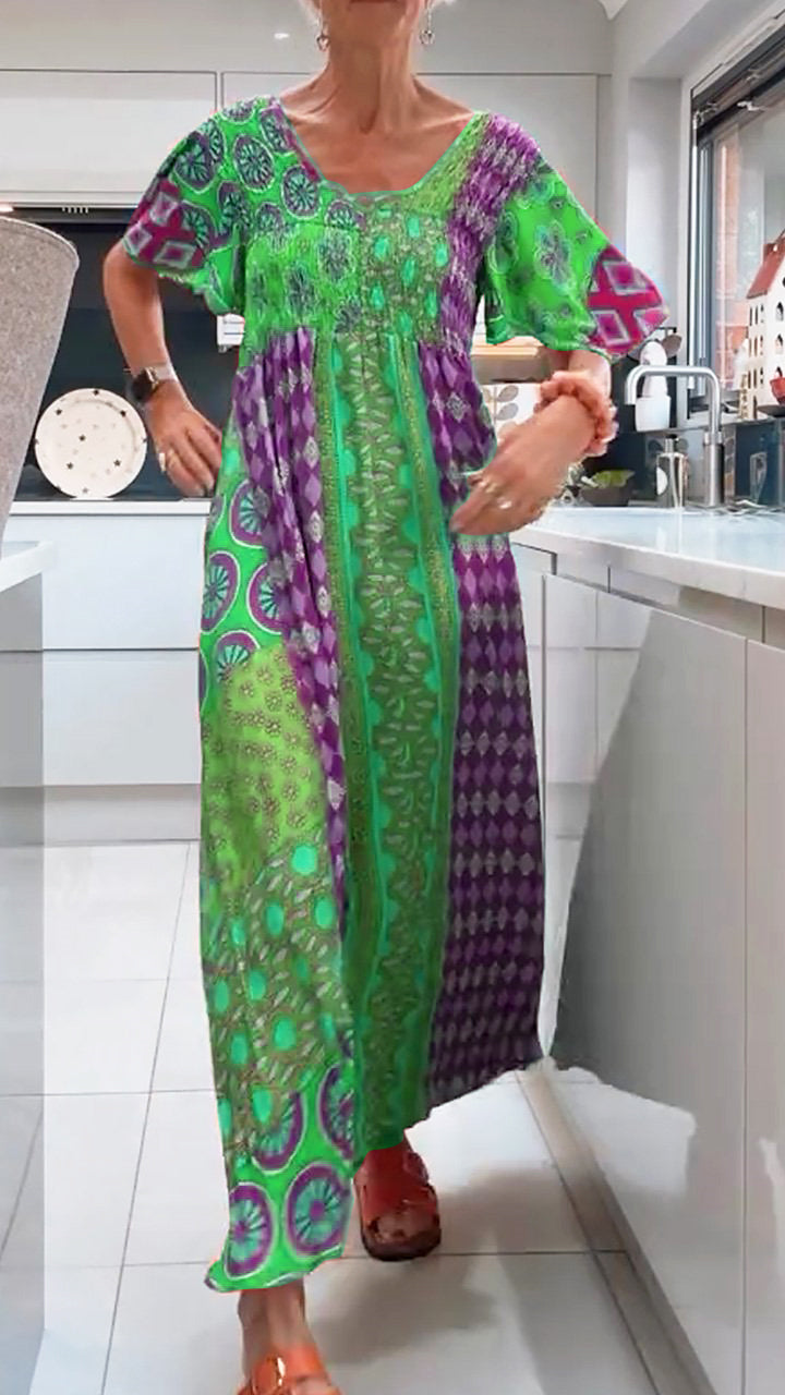 Dama Washington Cora women's boho maxi dress multicolor patchwork print - view 6