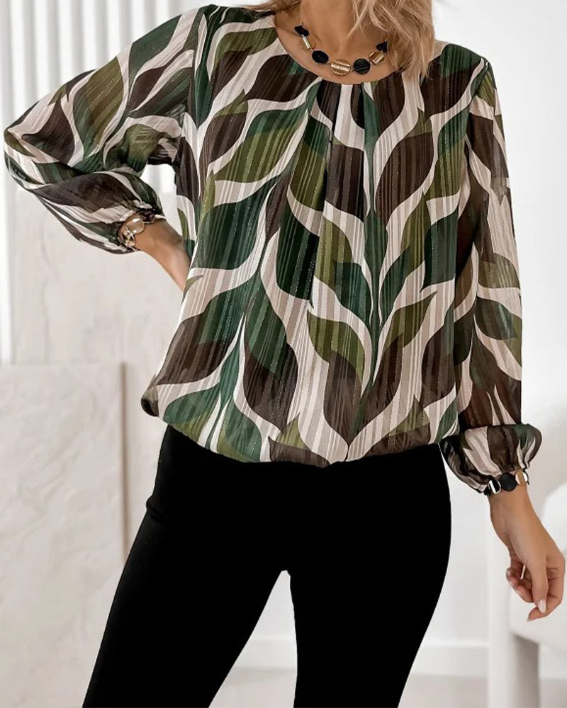 Faye | Women's Abstract Printed Blouse Black Cream Brown