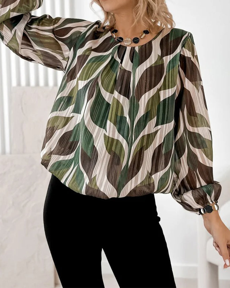 Faye | Women's Abstract Printed Blouse Black Cream Brown