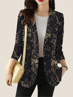 Dama Washington Greta women's floral print blazer navy white long sleeve - view 3