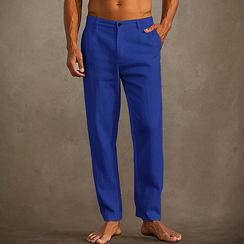 Axel | Men's Linen Pants White Straight Leg