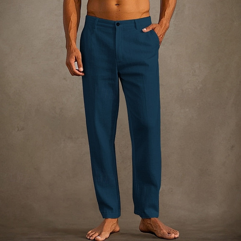 Axel | Men's Linen Pants White Straight Leg