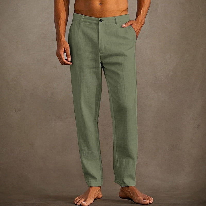 Axel | Men's Linen Pants White Straight Leg