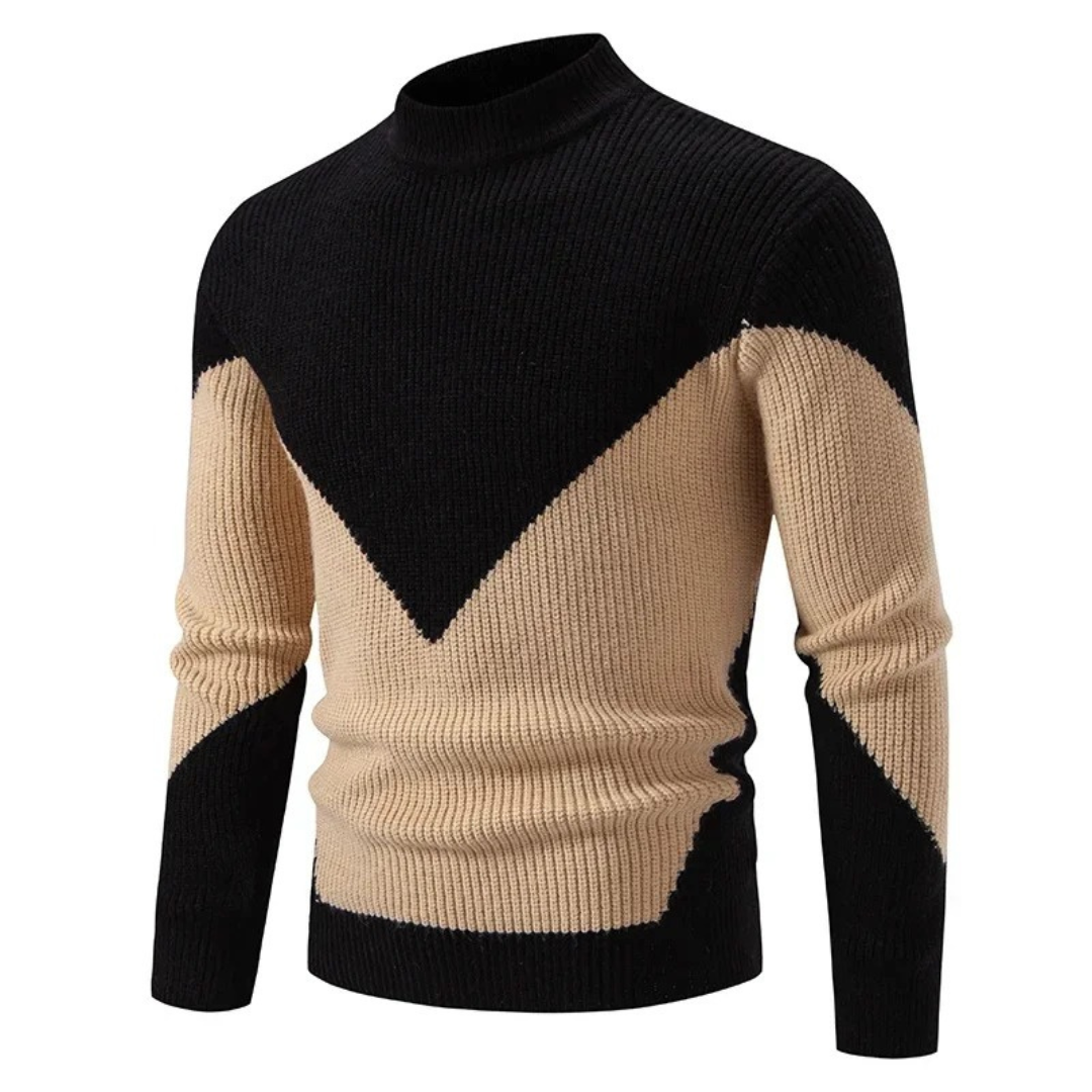 Voss | Men's Crew Neck Sweater Cream Color Block