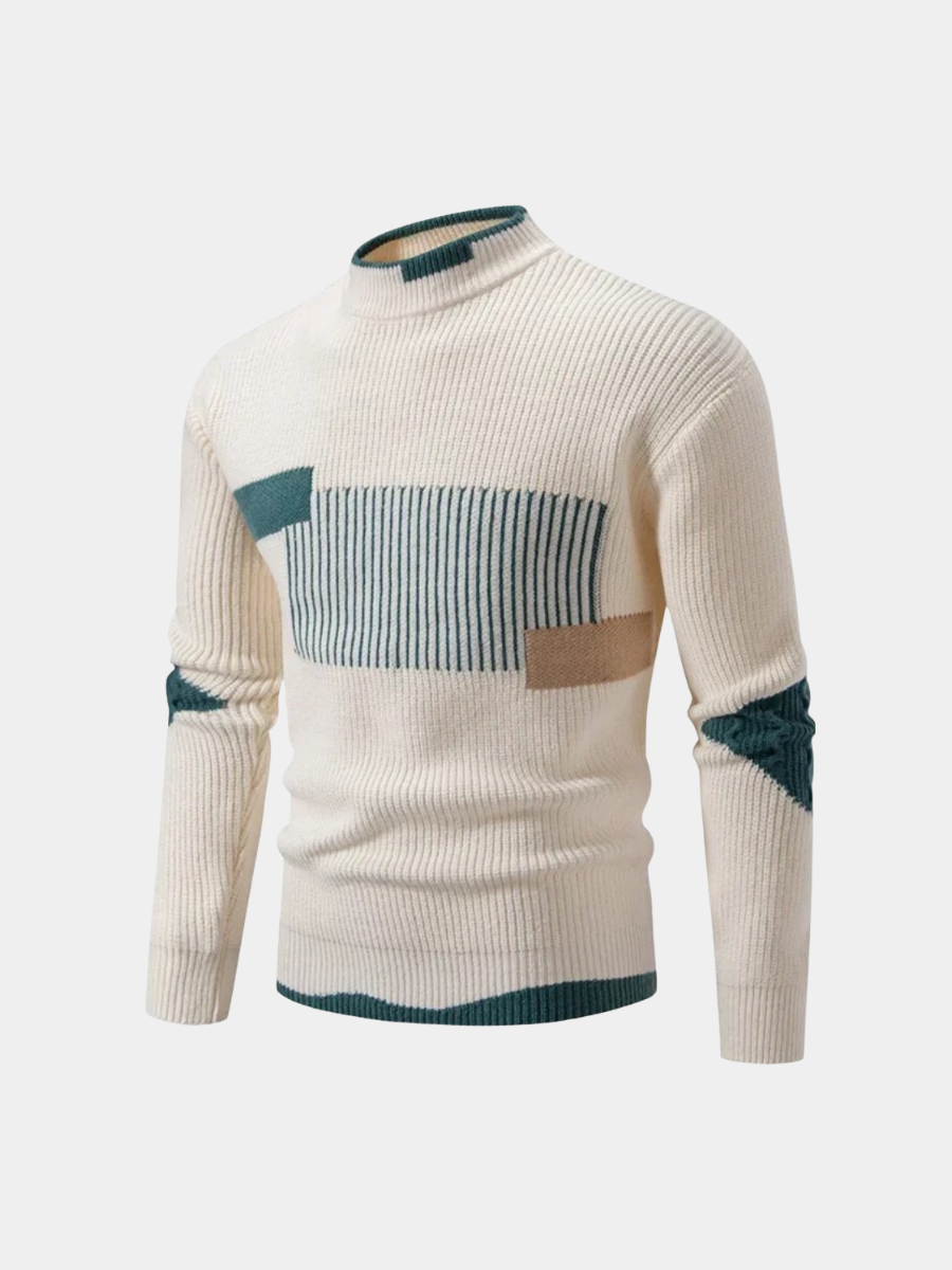 Voss | Men's Crew Neck Sweater Cream Color Block