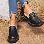 Dama Washington Aria women's sherpa lined loafers black chain detail - view 4