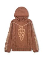 Dama Washington Elodie women's cable knit hoodie black gold detail - view 5