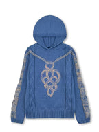 Dama Washington Elodie women's cable knit hoodie black gold detail - view 7