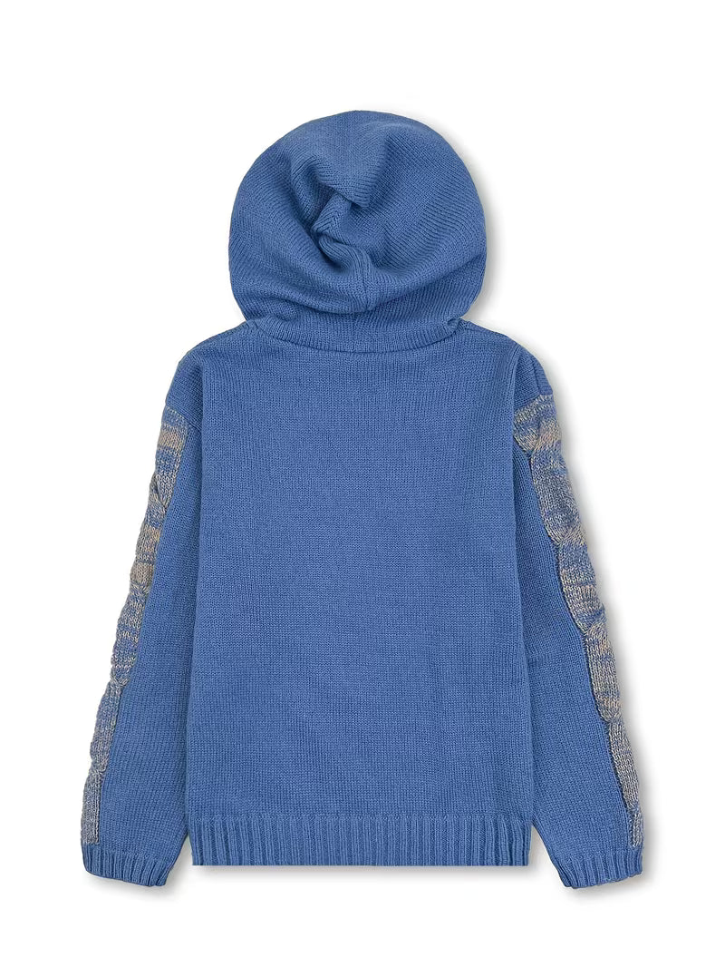 Elodie | Women's Cable Knit Hoodie Black Gold Detail