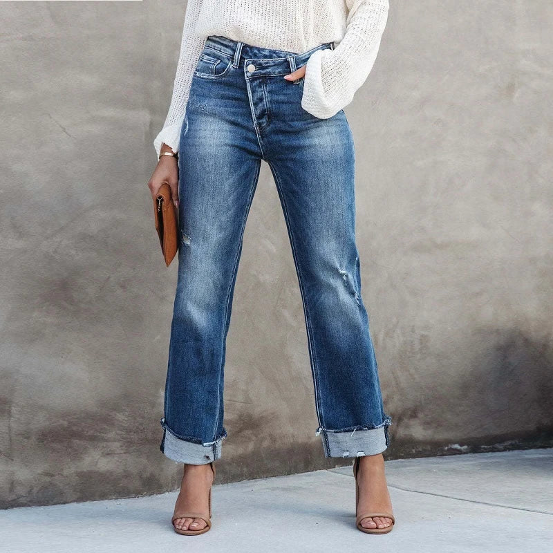 Ines | Women's High Waisted Wide Leg Jeans Light Blue