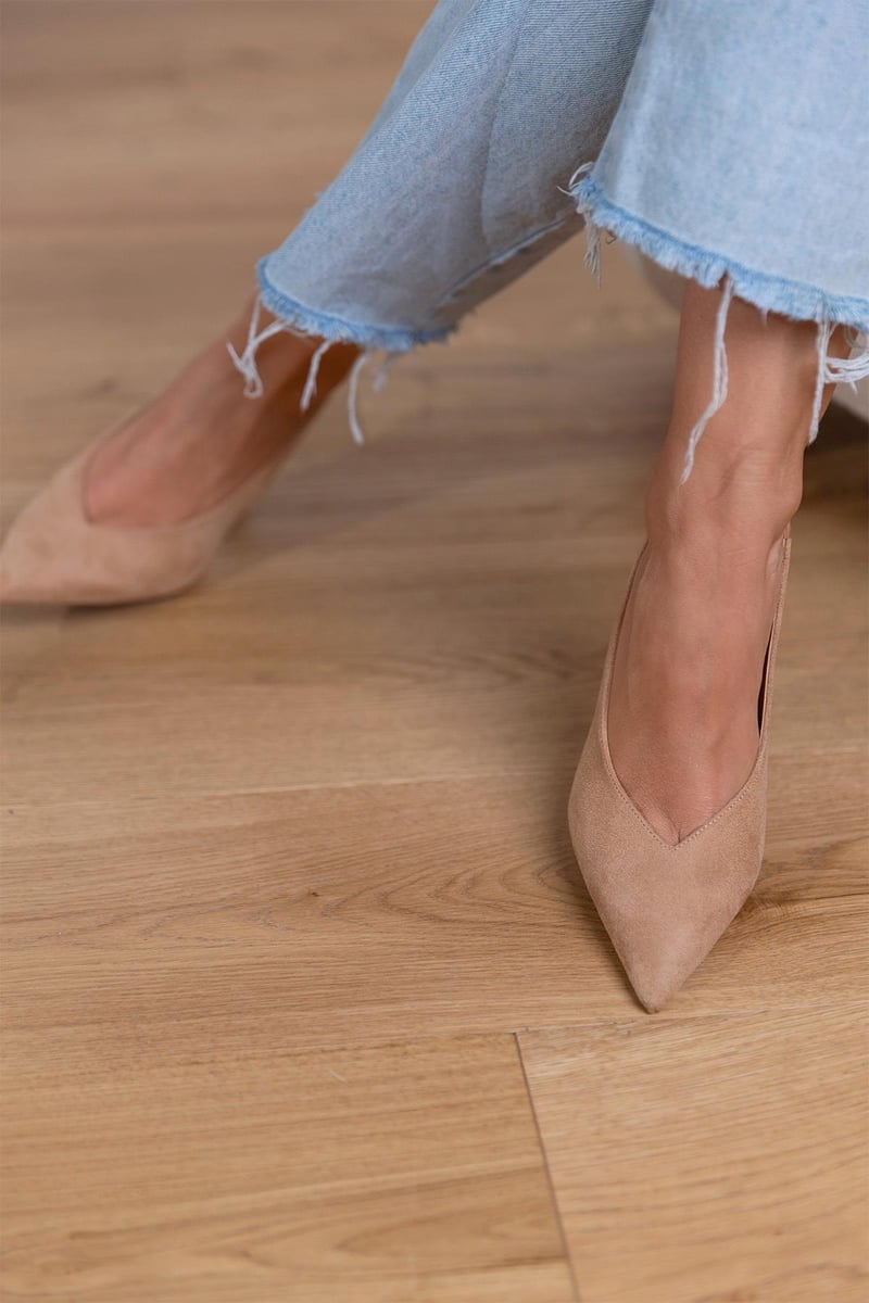 Lola | Women's Pointed Toe Slingback Heels Beige
