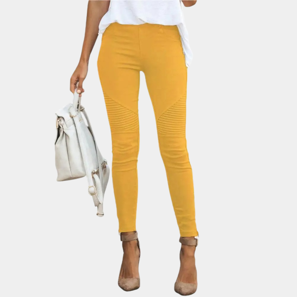 Ivy | Women's Moto Leggings Yellow High Waisted Stretch