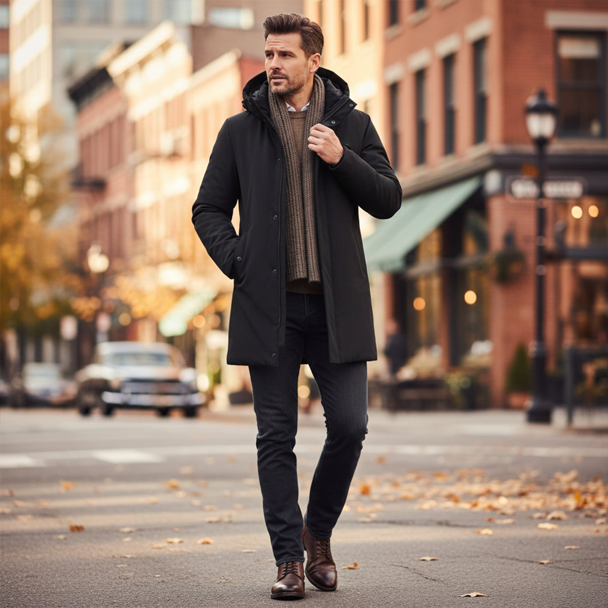 Caleb | Men's Waterproof Puffer Winter Coat Gray Hood