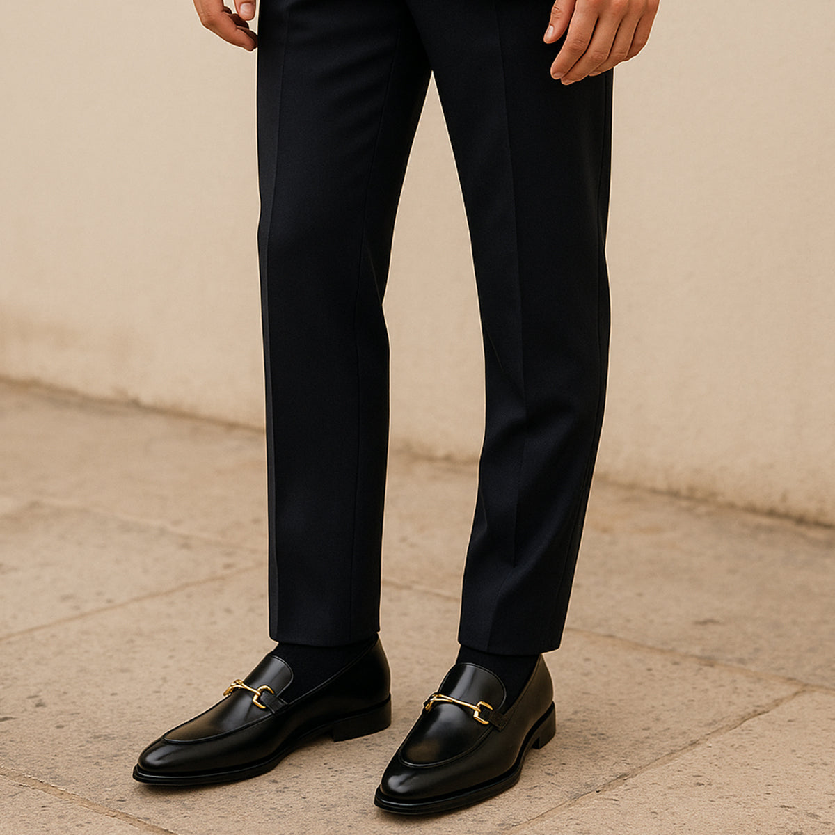 Voss | Men's Leather Horsebit Loafer Black Gold Hardware