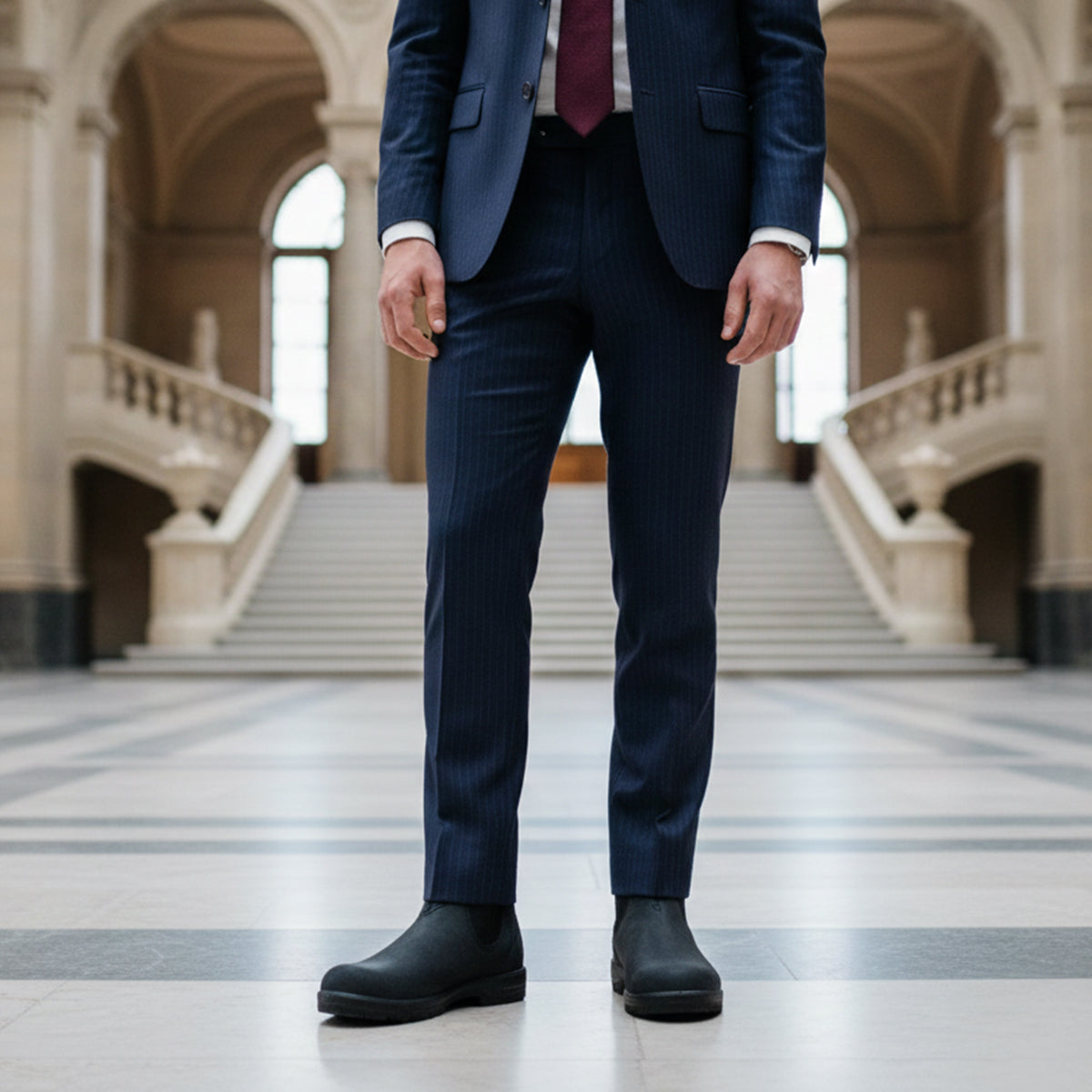 Bram | Men's Suede Chelsea Boot Brown Black Sole