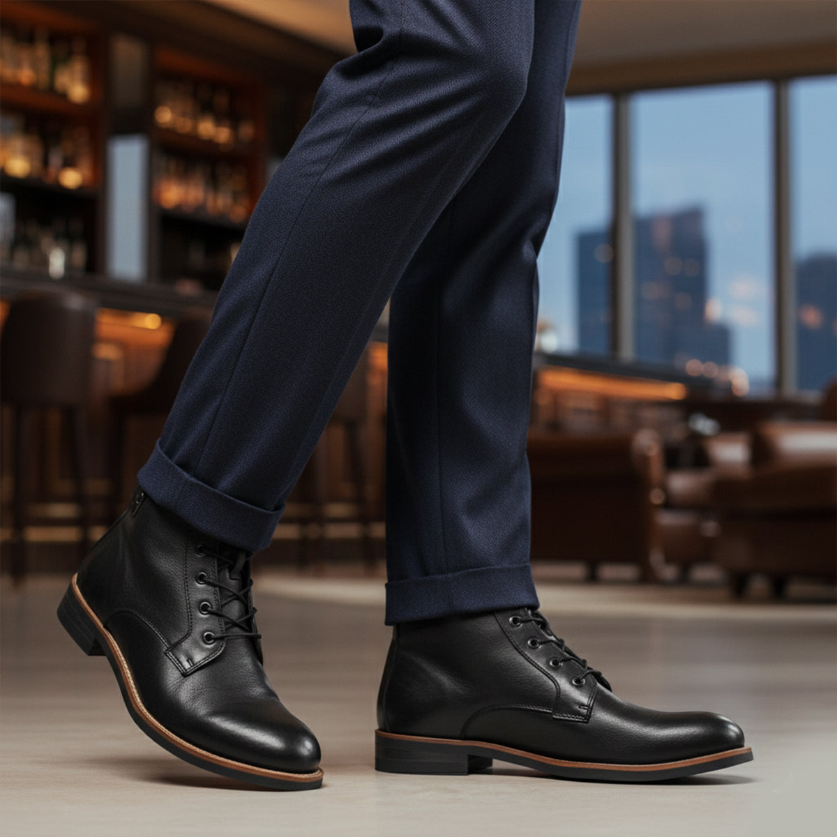 Beau | Men's Leather Lace Up Ankle Boots Brown
