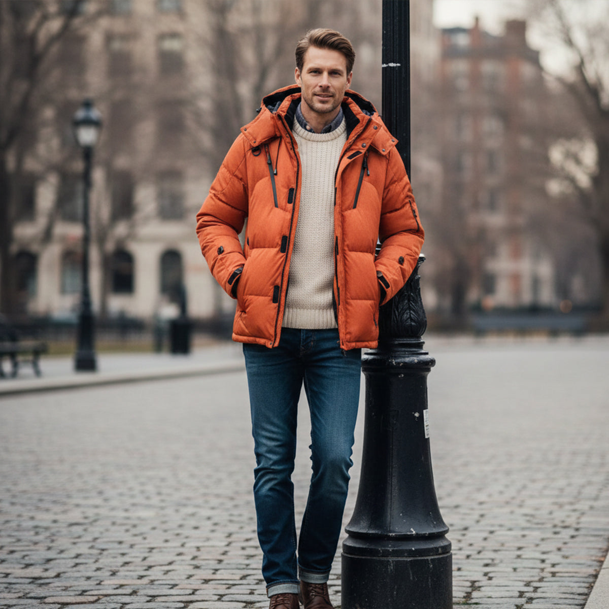 Axel | Men's Puffer Jacket Black Hooded Winter Insulated