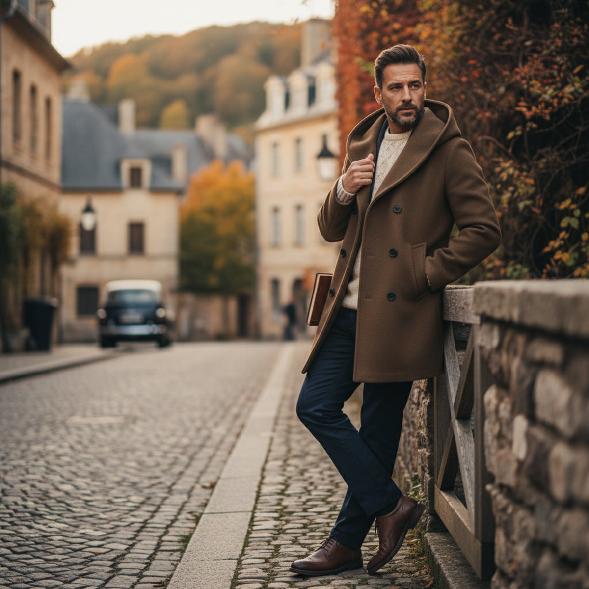Axel | Men's Double Breasted Hooded Coat Gray